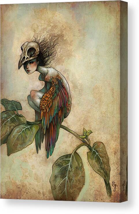 Bird Canvas Print featuring the painting Soul of a Bird by Caroline Jamhour