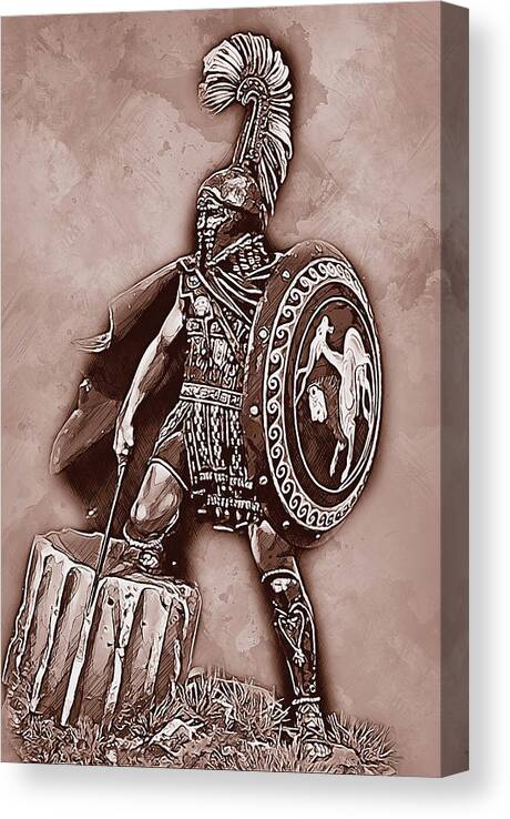 Spartan Warrior Canvas Print featuring the painting Spartan Hoplite - 37 by AM FineArtPrints