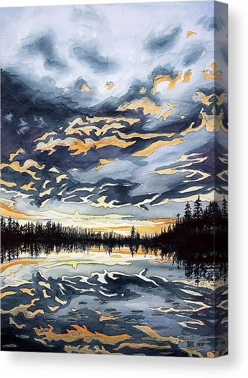 Finland Canvas Print featuring the drawing Sunset in Finland by Sami Matilainen