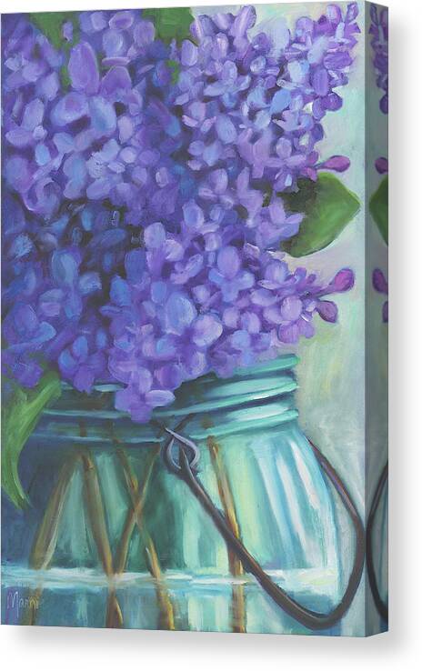 Take Time To Smell The Lilacs Canvas Print featuring the painting Take Time To Smell The Lilacs by Marnie Bourque
