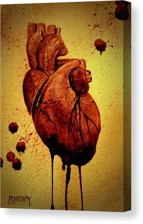 Ryanalmighty Canvas Print featuring the painting Tell Tale Heart by Ryan Almighty