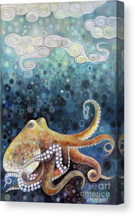Octopus Canvas Print featuring the painting Tentacle Treasure by Manami Lingerfelt