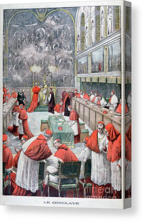 Engraving Canvas Print featuring the drawing The Conclave, 1903 by Print Collector