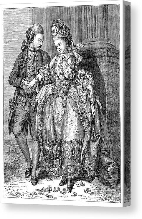Bridegroom Canvas Print featuring the drawing The Costume Of Marriage, 1885.artist by Print Collector