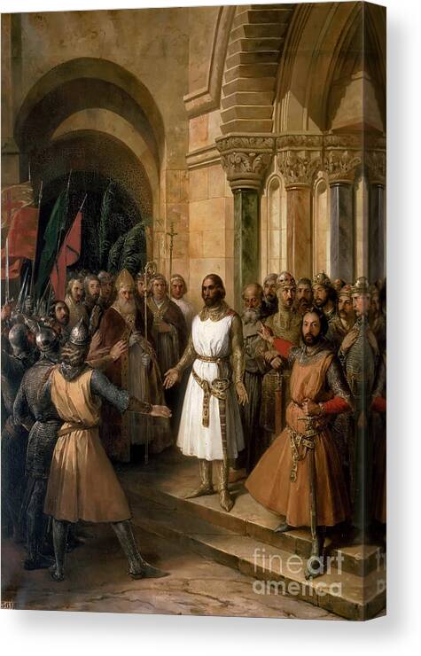 Oil Painting Canvas Print featuring the drawing The Election Of Godfrey Of Bouillon by Heritage Images