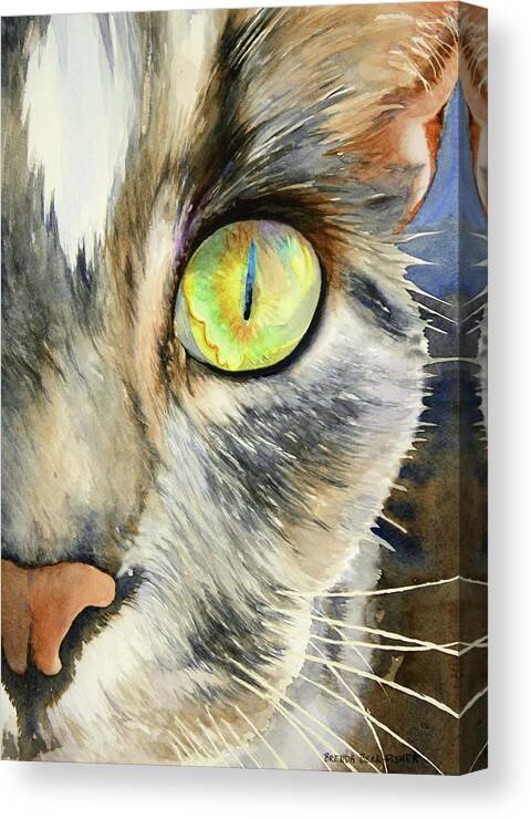 Cat Canvas Print featuring the painting The Eye of the Kitty by Brenda Beck Fisher