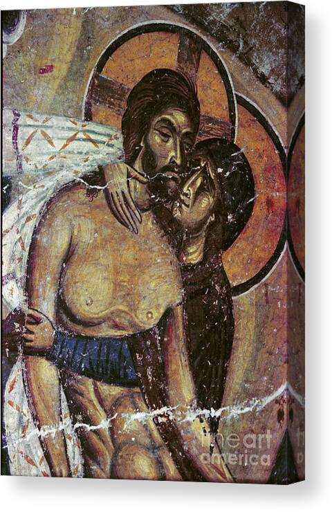 Mourning Canvas Print featuring the painting The Lamentation by Byzantine School