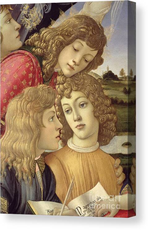 Sandro Botticelli Canvas Print featuring the painting The Madonna Of The Magnificat, Detail Of Three Boys, 1482 by Sandro Botticelli