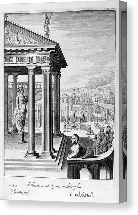 Engraving Canvas Print featuring the drawing The Palladium, 1655. Artist Michel De by Print Collector