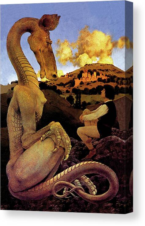Dragon Canvas Print featuring the painting The Reluctant Dragon by Maxfield Parrish