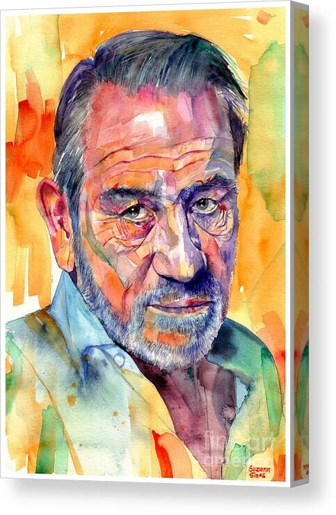 Tommy Canvas Print featuring the painting Tommy Lee Jones Watercolor by Suzann Sines
