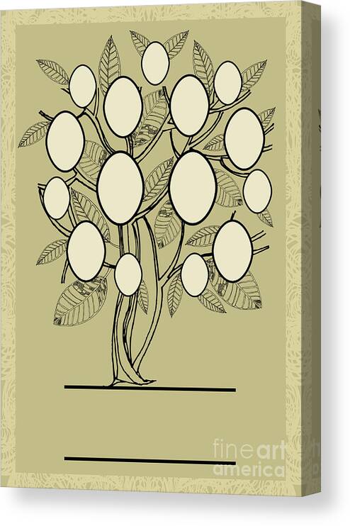 Symbol Canvas Print featuring the digital art Vector Family Tree Design With Frames by Kynata