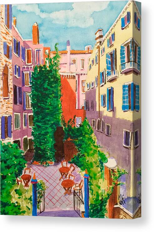Venice Canvas Print featuring the painting View from a Room in Venice by Monika Arturi