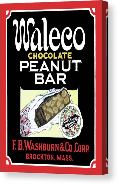 Peanut Canvas Print featuring the painting Waleco Chocolate Peanut Bar #1 by Unknown