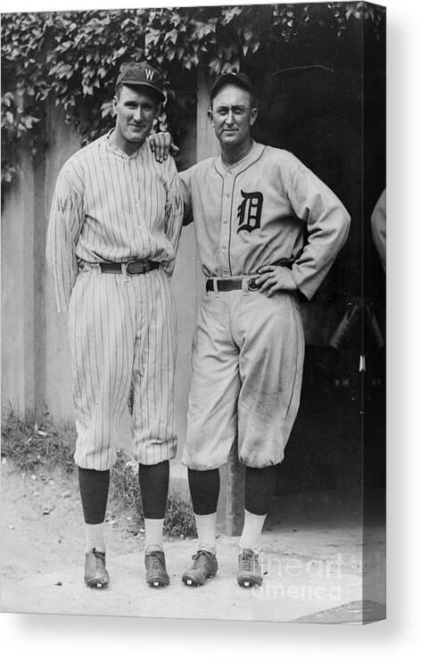 Walter Johnson And Ty Cobb Canvas Print