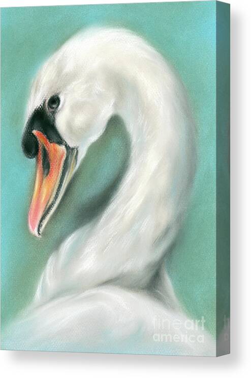 Bird Canvas Print featuring the painting White Swan Portrait by MM Anderson