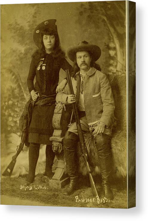 Cowboys Canvas Print featuring the painting Wild West photograph Of Gordon Lillie (Pawnee Bill) & May Lillie, by Swords Brothers