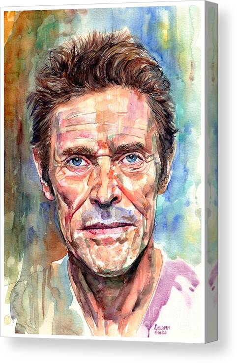 Willem Dafoe Canvas Print featuring the painting Willem Dafoe Portrait by Suzann Sines