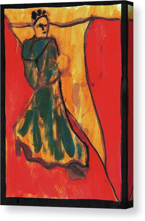 Green Canvas Print featuring the painting Woman in a Green Dress by Edgeworth Johnstone