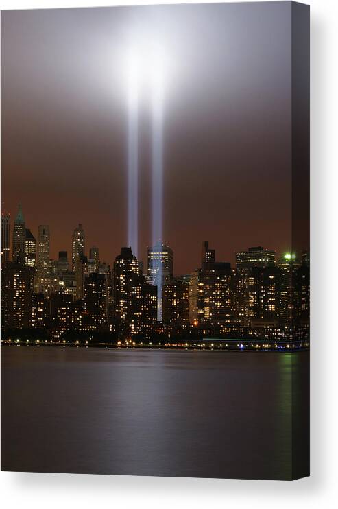 Tranquility Canvas Print featuring the photograph World Trade Center Tribute In Light by Gregory Adams