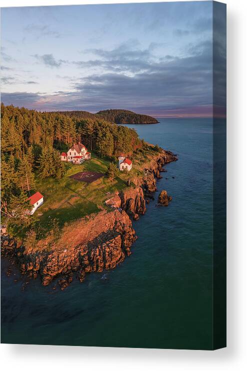 Lighthouse Canvas Print featuring the photograph Burrows Island Sunset 2 by Michael Rauwolf