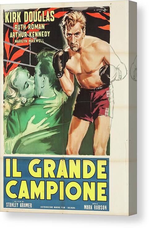 Synopsis Canvas Print featuring the mixed media ''Champion'', 1949 - art by Angelo Cesselon by Movie World Posters