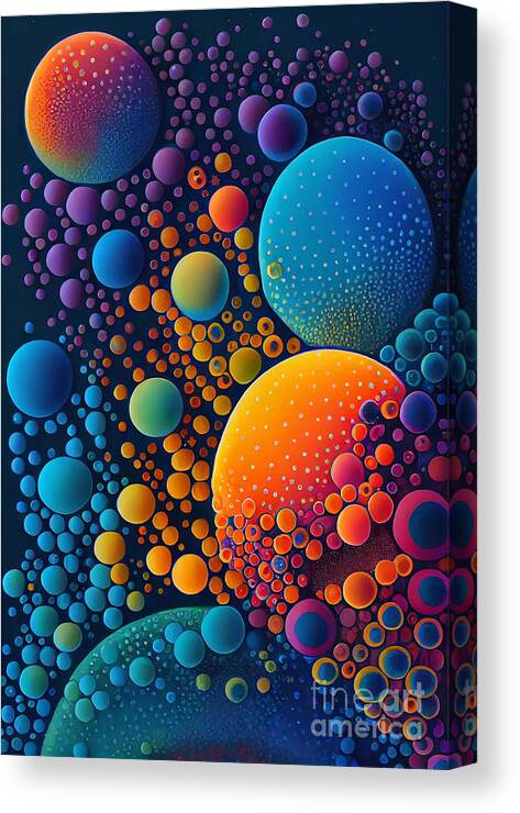 Series Canvas Print featuring the digital art Complementary Bubbles #1 by Sabantha