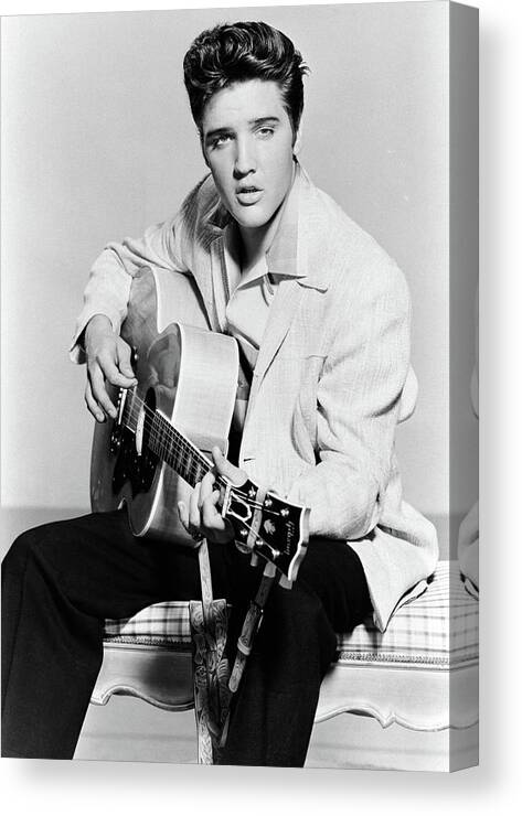 Elvis Presley Canvas Print featuring the photograph ELVIS PRESLEY in JAILHOUSE ROCK -1957-, directed by RICHARD THORPE. #1 by Album