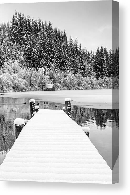 Loch Ard Canvas Print featuring the photograph Loch Ard Winter Scene by Grant Glendinning