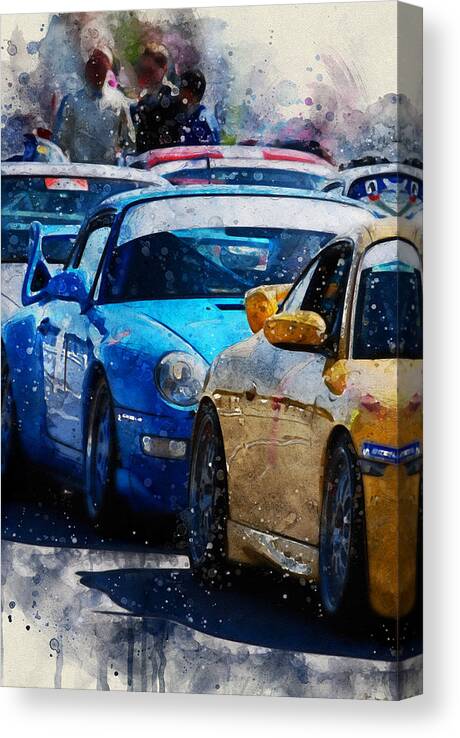 Porsche Canvas Print featuring the digital art Porsche Cup by Geir Rosset