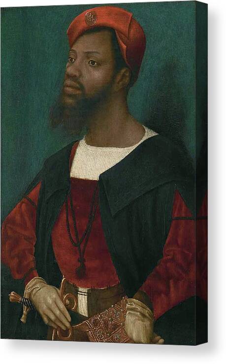 Jan Mostaert Canvas Print featuring the painting Portrait of an African Man #2 by Jan Mostaert