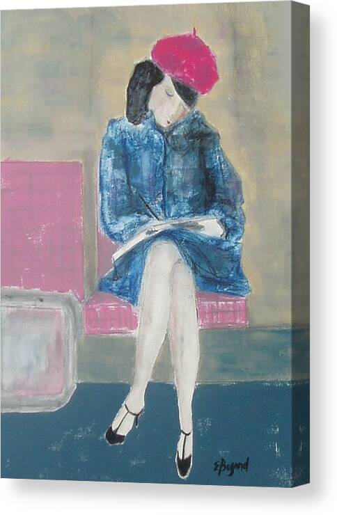 Female Canvas Print featuring the mixed media Waiting by Elizabeth Bogard