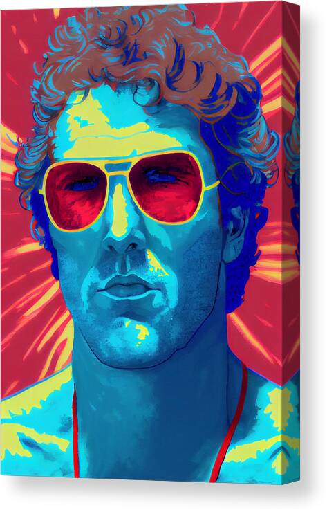 Will Ferrell  Style Of Virginia Lee Burton Art Canvas Print featuring the painting WILL FERRELL  style of Virginia Lee Burton by Asar Studios #1 by Celestial Images