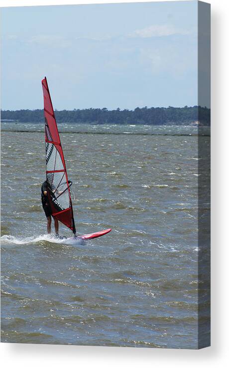  Canvas Print featuring the photograph Windsurfing #1 by Heather E Harman