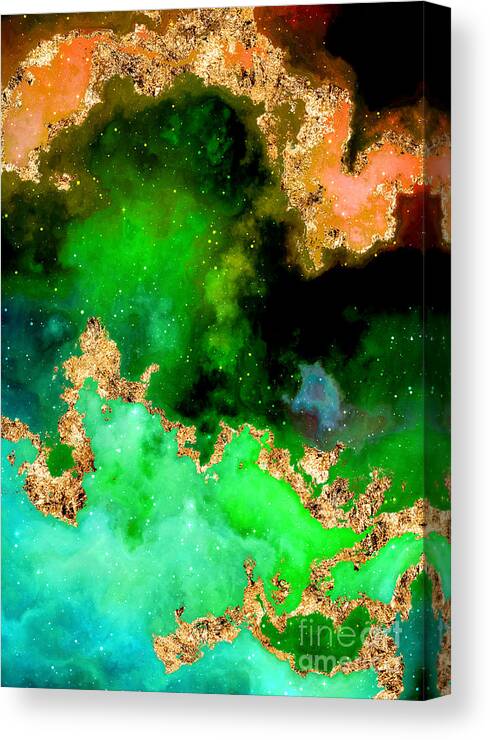 Holyrockarts Canvas Print featuring the mixed media 100 Starry Nebulas in Space Abstract Digital Painting 061 by Holy Rock Design