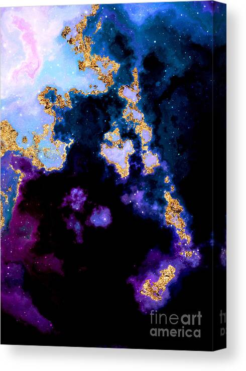 Holyrockarts Canvas Print featuring the mixed media 100 Starry Nebulas in Space Abstract Digital Painting 062 by Holy Rock Design