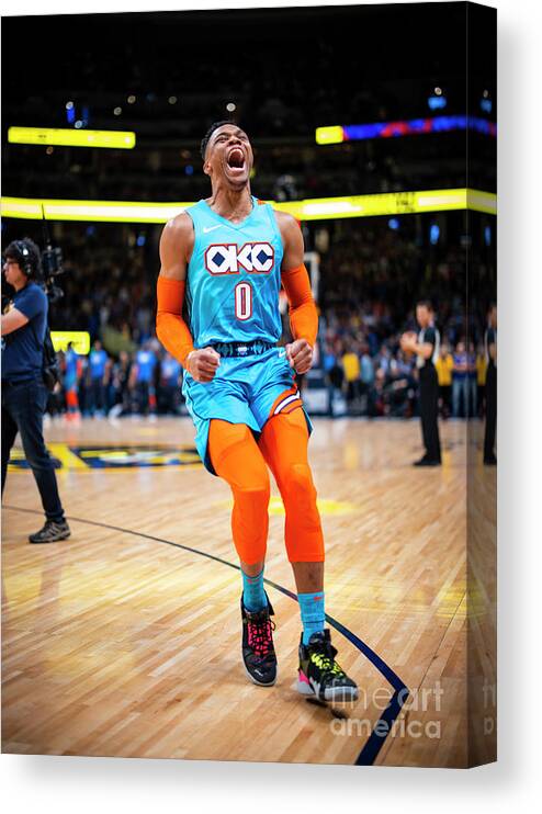 Russell Westbrook Canvas Print featuring the photograph Russell Westbrook #11 by Zach Beeker
