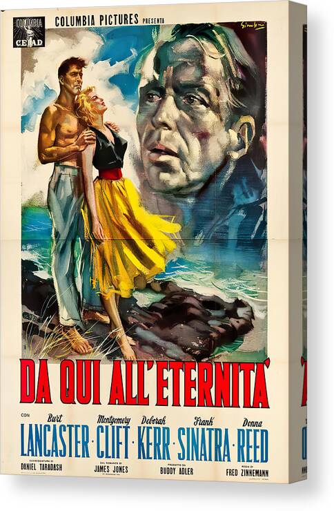 Synopsis Canvas Print featuring the mixed media ''From Here to Eternity'', 1953 - art by Nicola Simbari by Movie World Posters