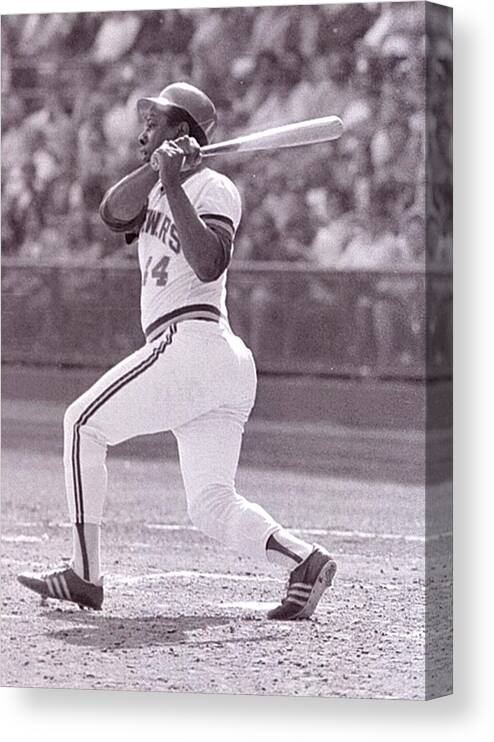 American League Baseball Canvas Print featuring the photograph Hank Aaron by Ronald C. Modra/sports Imagery
