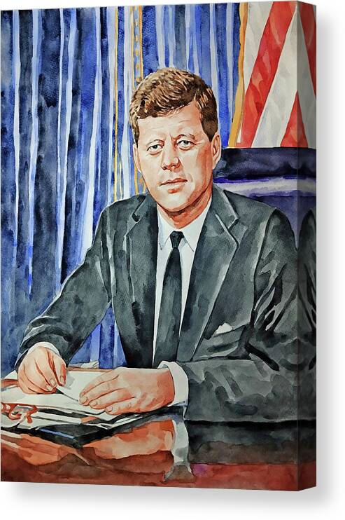Portrait Canvas Print featuring the painting John F. Kennedy #2 by We The People Prints Portrait Canvas Print featuring the painting John F. Kennedy #2 by We The People Prints