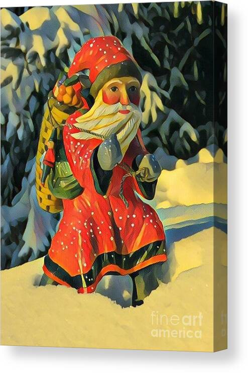 Santa Canvas Print featuring the sculpture Winter Claus by Leo and Marilyn Smith