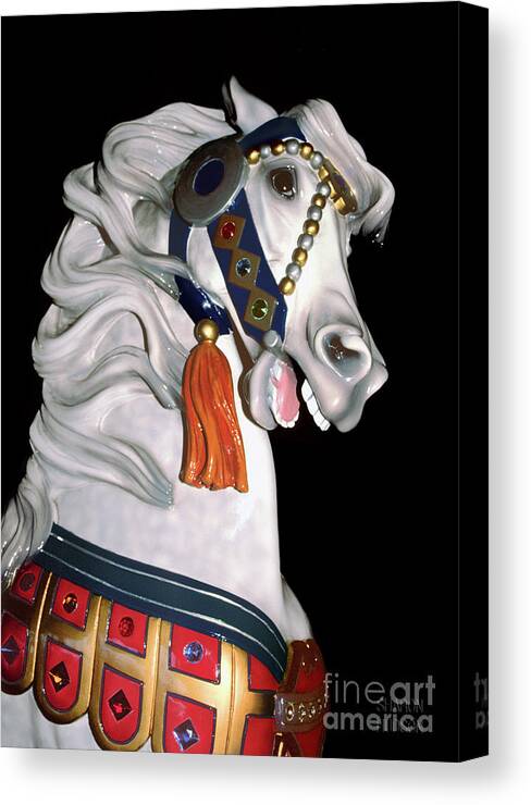 Carousel Canvas Print featuring the photograph carousel horses prints - Dapple Gray II by Sharon Hudson