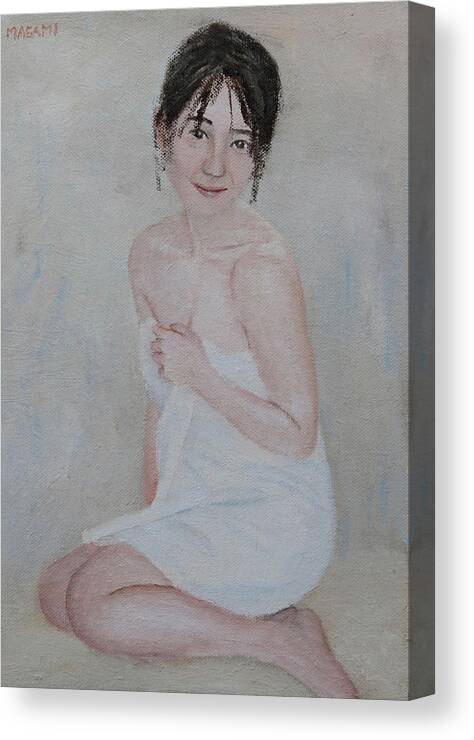 Nude Canvas Print featuring the painting After Bath #3 by Masami IIDA