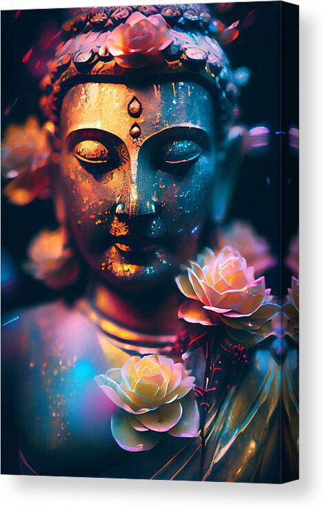 Buddha Canvas Print featuring the digital art Buddha #48 by SampadArt Gallery