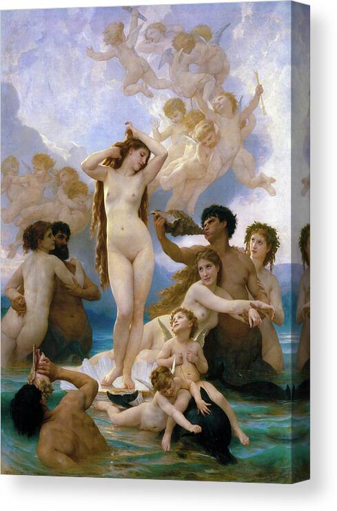 William-adolphe Bouguereau Canvas Print featuring the painting The Birth of Venus #5 by William-Adolphe Bouguereau