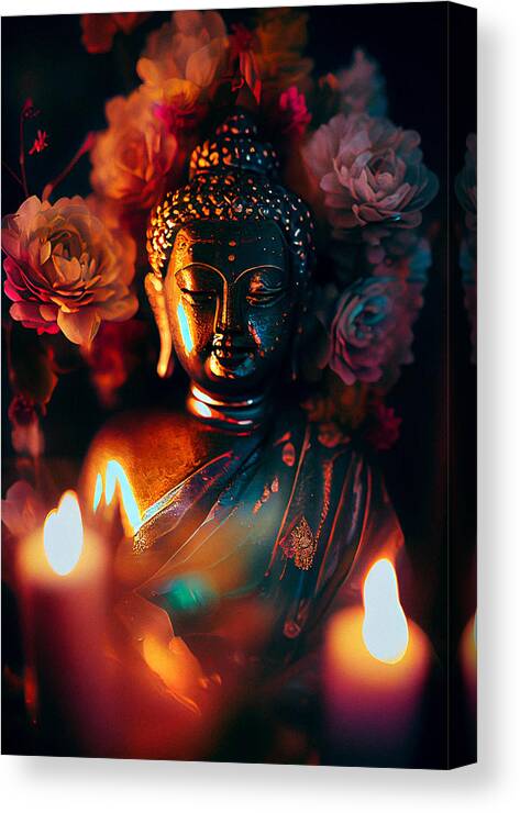 Buddha Canvas Print featuring the digital art Buddha #50 by SampadArt Gallery