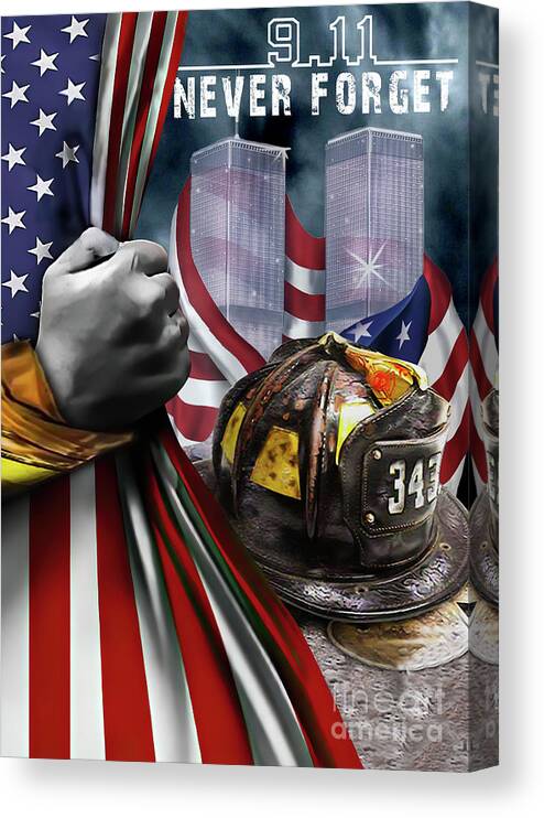 343 Never Forget USA Flag Firefighter Remembrance Luggage/Gear Bag Tag 