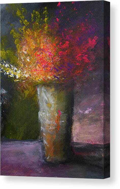 Flowers Canvas Print featuring the painting A Gift by Linda Bailey