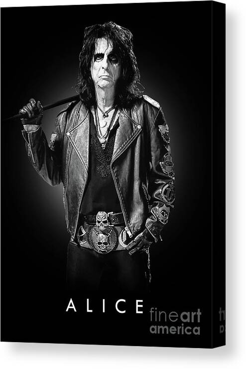 Alice Cooper Canvas Print featuring the digital art Alice Cooper by Bo Kev