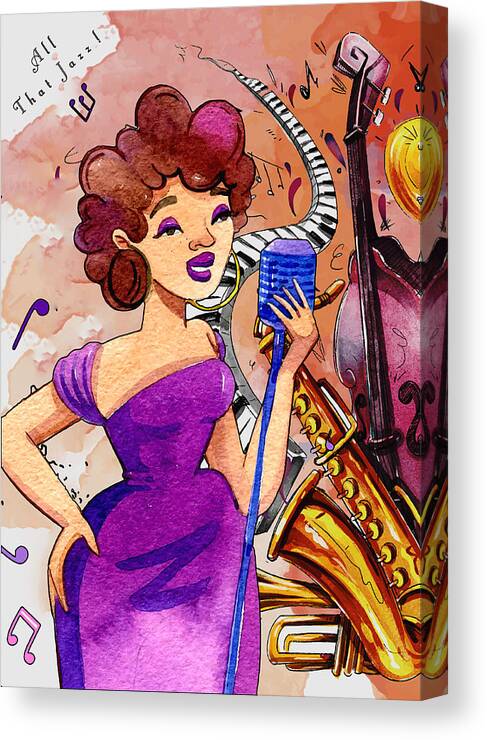 Music Canvas Print featuring the painting All That Jazz 17 by Miki De Goodaboom